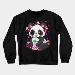 Boba Bubble Tea Panda Drinking Boba Crewneck Sweatshirt